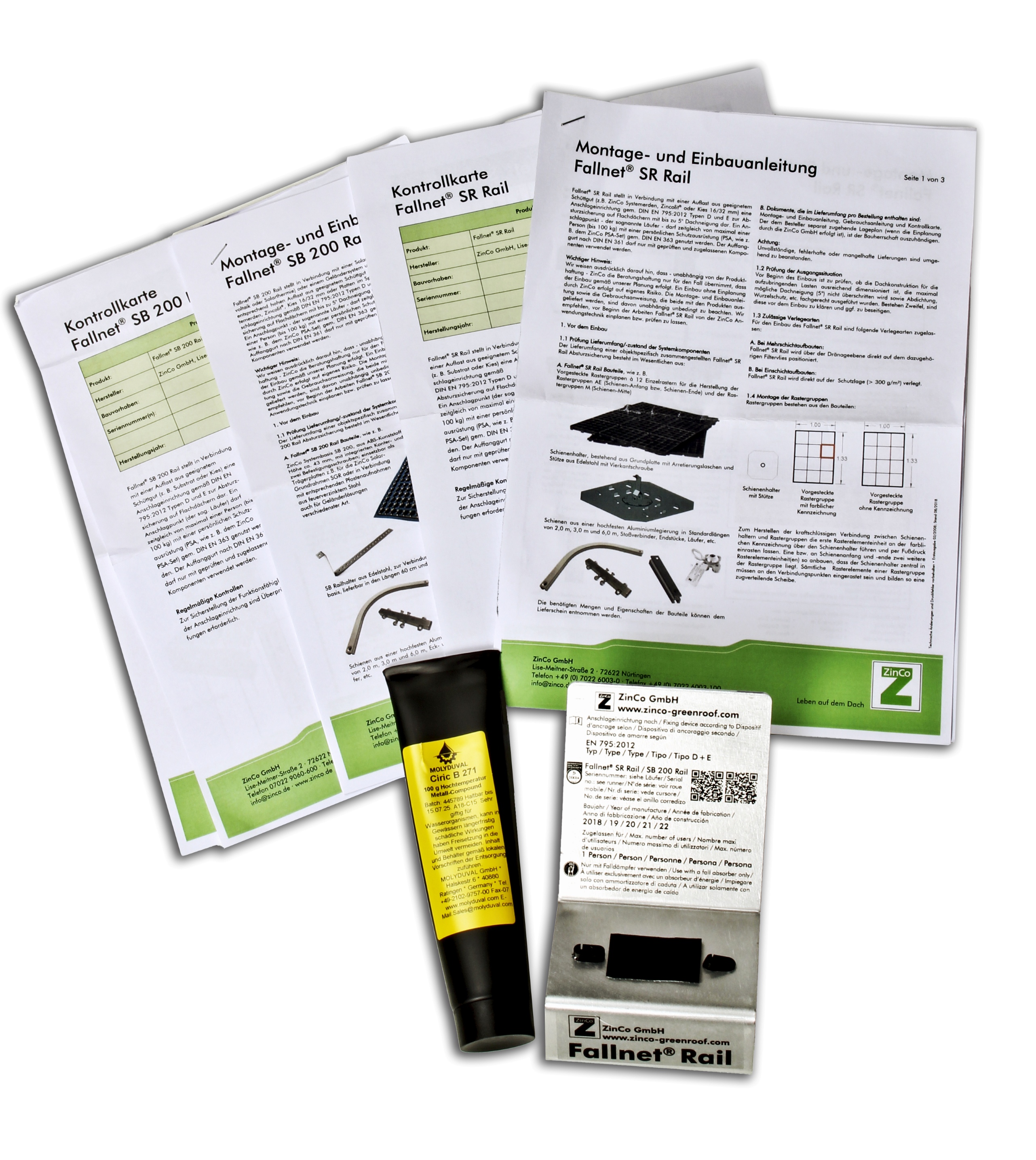 Zinco Montageset Rail für Fallnet SR-Rail und SB 200-Rail